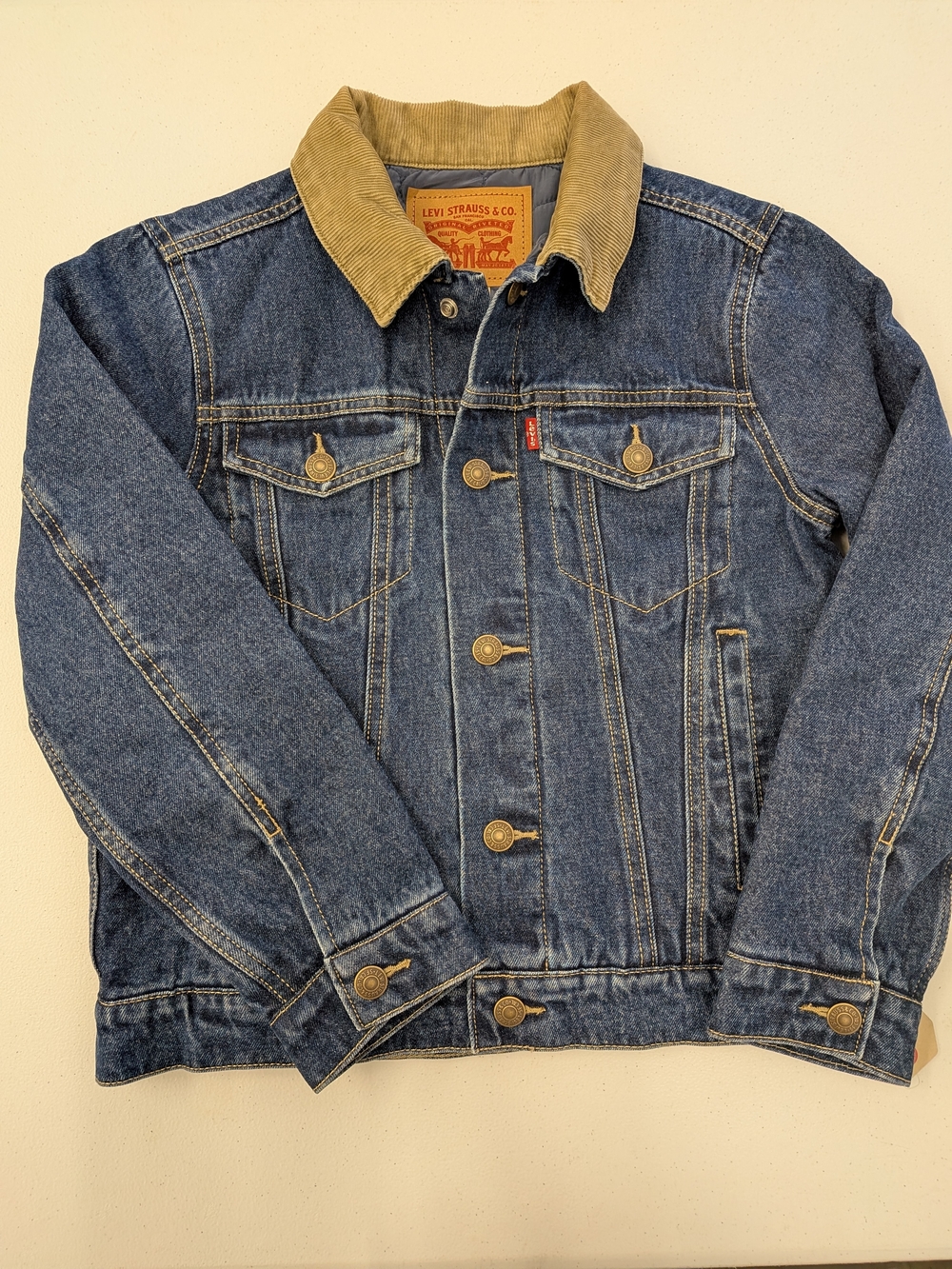 Levi’s Girls Denim Jacket Corduroy Collar Size M 9-10Y Classic Trucker Jean Jack